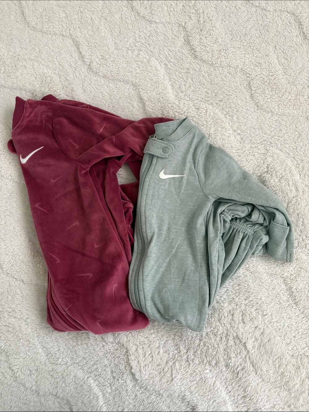 Nike Maroon (9M) & Sage (6M) Onsies